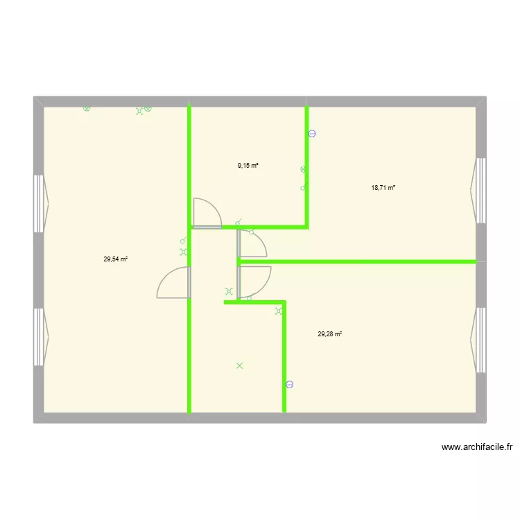 ETAGE RJ 45. Plan de 4  et 87 m²