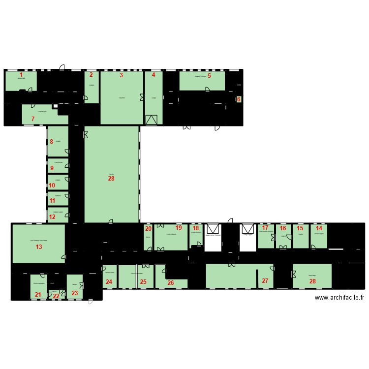 Sous-Sol Invalide chassis. Plan de 73 pièces et 1910 m2
