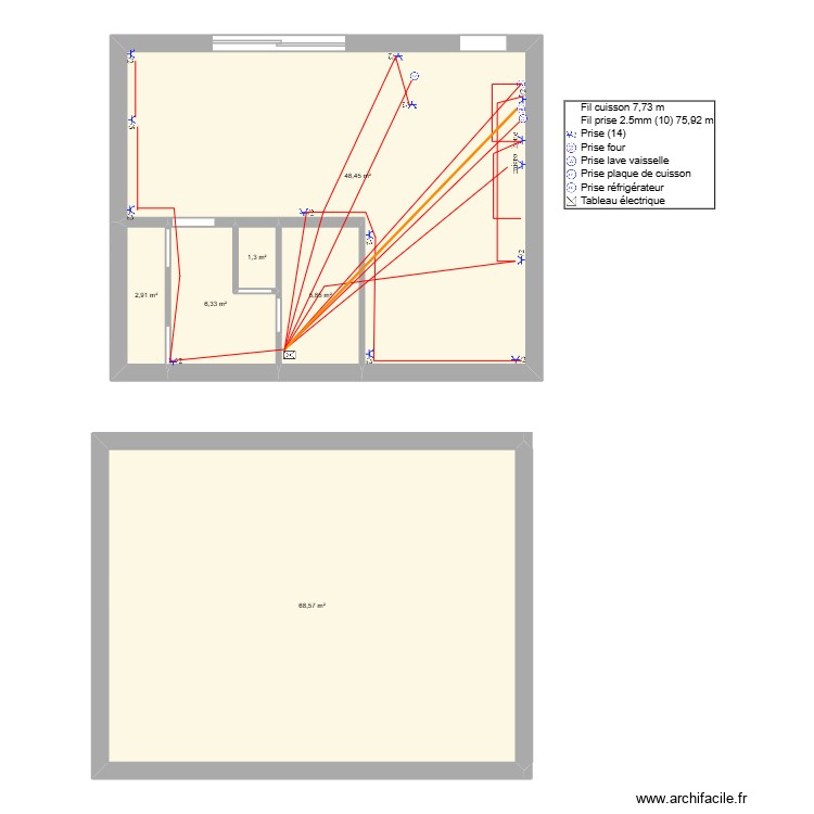 prises elec rez. Plan de 0 pièce et 0 m2
