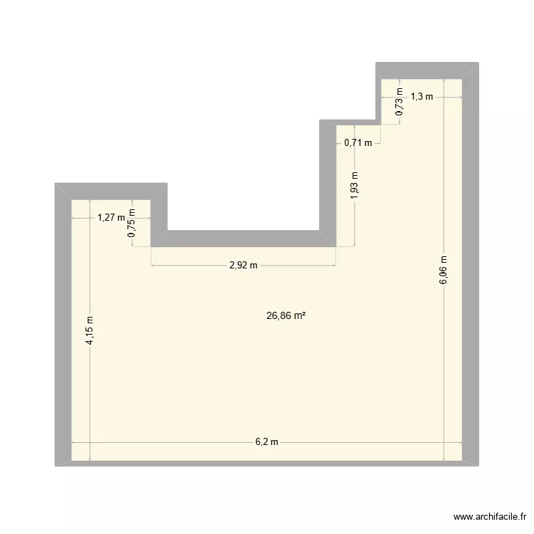R BIS. Plan de 1 pièce et 27 m²