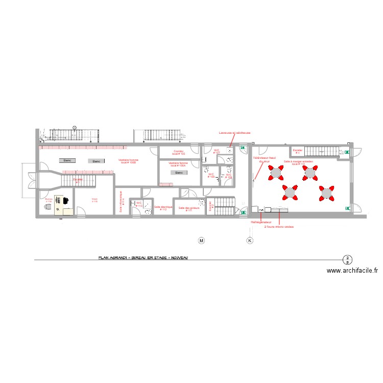 Aménagement bureau 1er étage Beloeil. Plan de 16 pièces et 146 m2