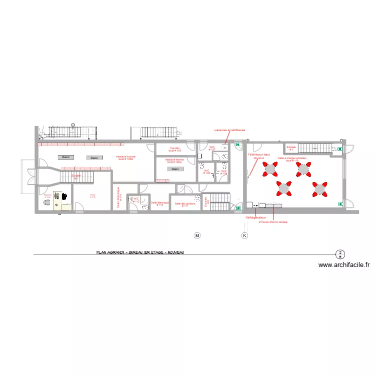 Am&eacute;nagement bureau 1er &eacute;tage Beloeil. Plan de 