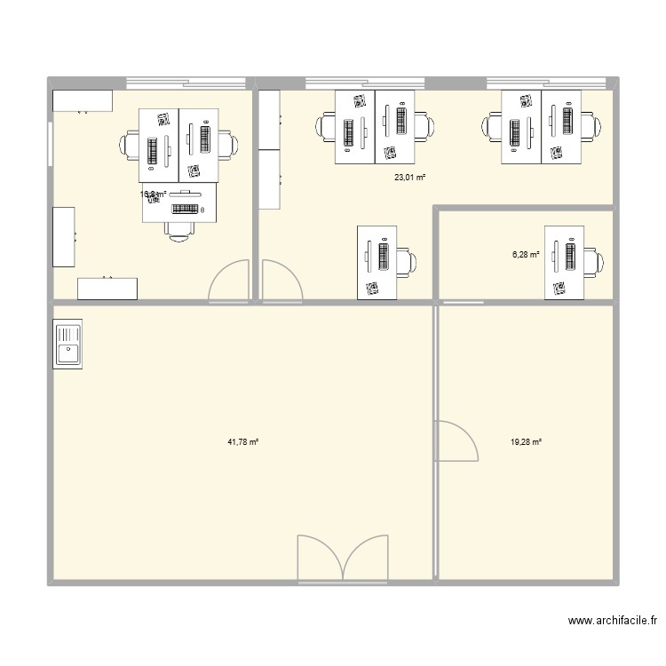 Bureaux Soltis projet. Plan de 5 pièces et 107 m2