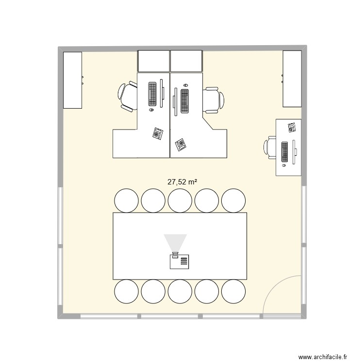 bureau production. Plan de 1 pièce et 28 m2
