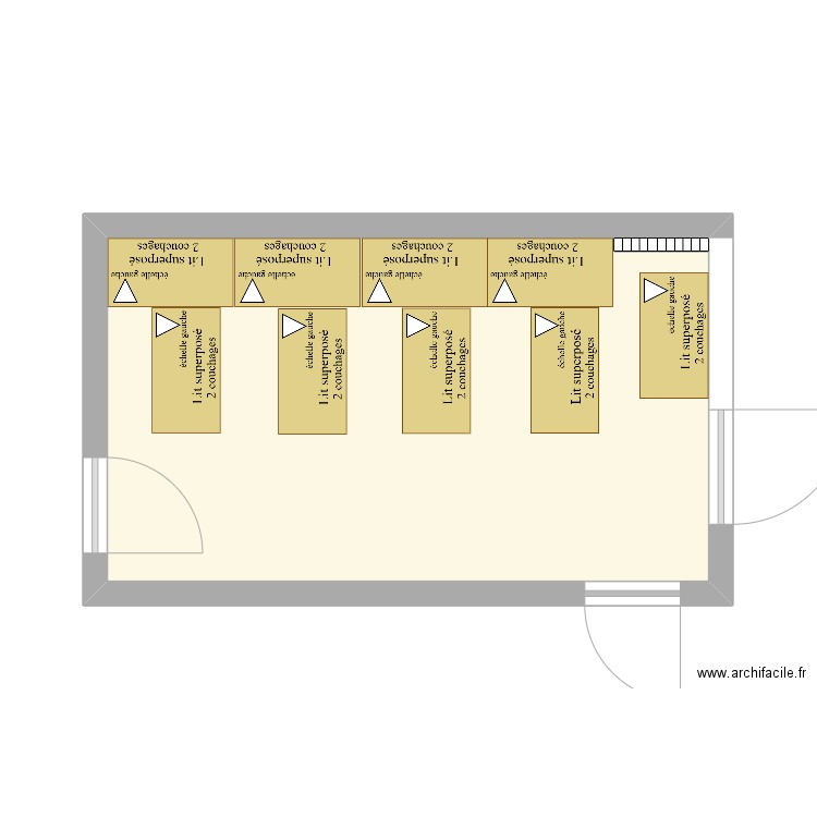 dortoir 18 place grand lit. Plan de 1 pièce et 23 m2