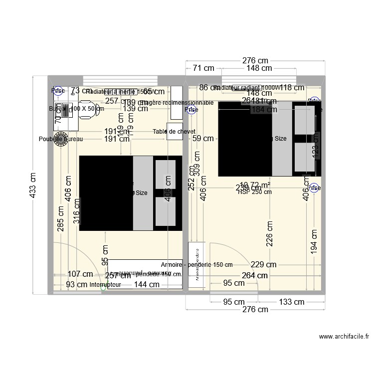 Chambre Sam - essai 1. Plan de 0 pièce et 0 m2