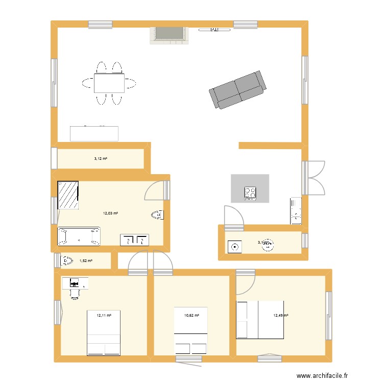 N2 PLAN BOURGEUF. Plan de 7 pièces et 55 m2