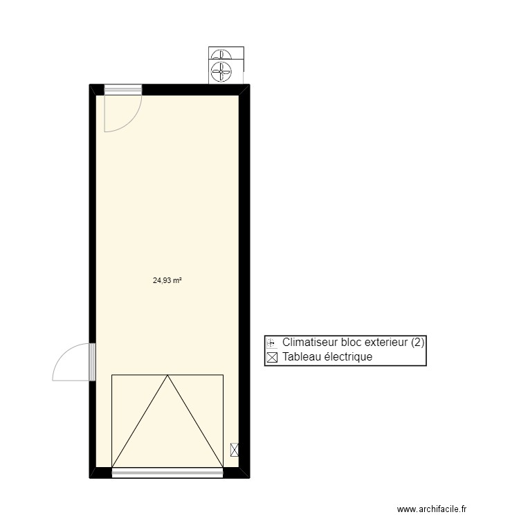 Guilyan. Plan de 1 pièce et 25 m2