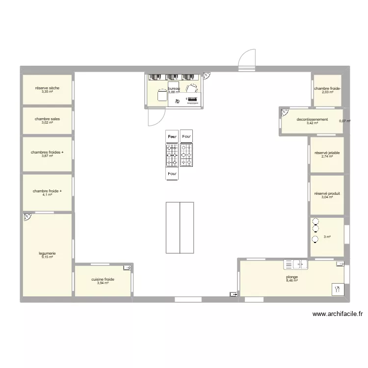 cuisine  collectivit&eacute;. Plan de 