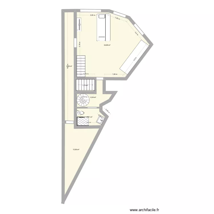 RDC Maison Roubaix am&eacute;nag&eacute; couche 1. Plan de 6  et 65 m²