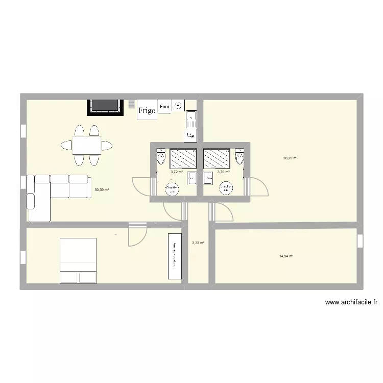 MAISON VILLEMOUSTAUSSOU ETAGE 1. Plan de 6  et 106 m²