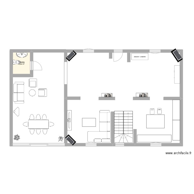 Rez de chaussee extension. Plan de 1 pièce et 3 m2