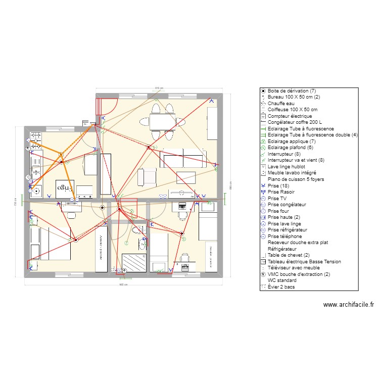 POG Rdz 32. Plan de 6 pièces et 69 m2