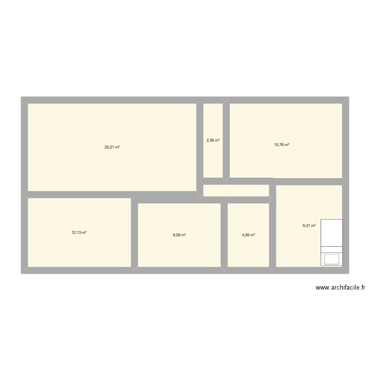 Maisonpessac. Plan de 7 pièces et 79 m2