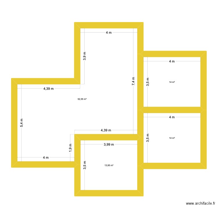 Champagne 1. Plan de 4 pièces et 95 m2