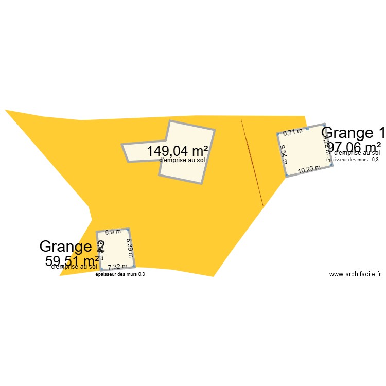 Parcelle entière. Plan de 3 pièces et 306 m2