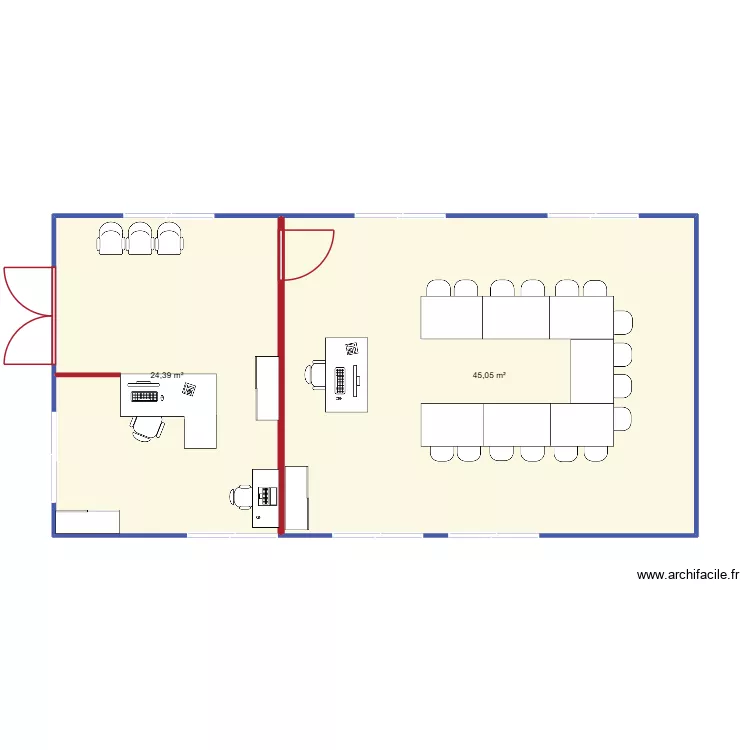 opti bouloc. Plan de 2  et 69 m²