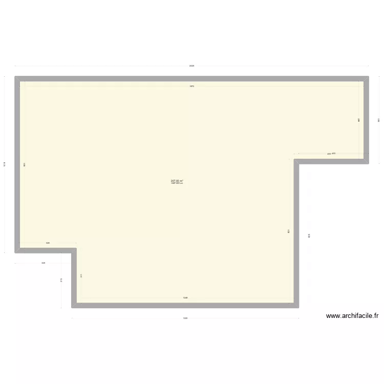 Murs p&eacute;riph&eacute;riques. Plan de 1  et 208 m²