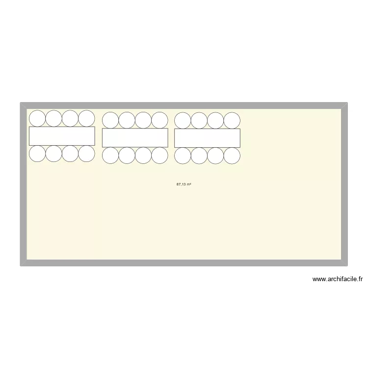 Plan de table extérieur grande salle. Plan de 1 et 87 m² Plan de table extérieur grande salle. Plan de 1 et 87 m²