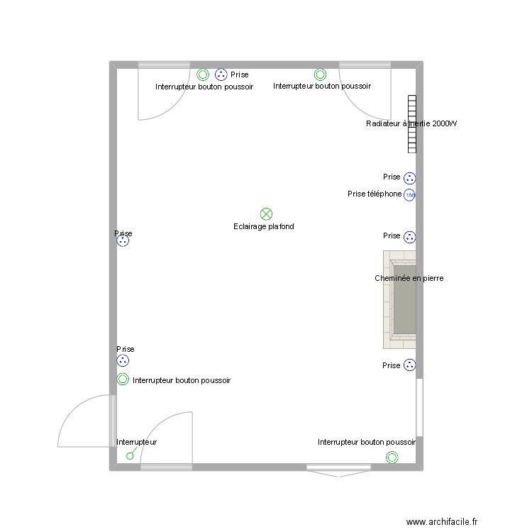 Electricité. Plan de 1 pièce et 28 m2