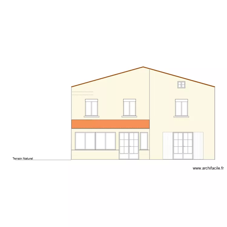 facade sud existant fini. Plan de 