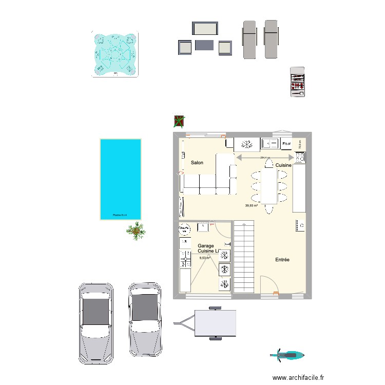 MAISON PIGNAN RDC. Plan de 4 pièces et 103 m2