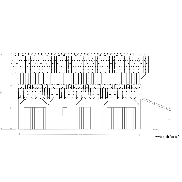 grange façade est actuelle. Plan de 0 pièce et 0 m2