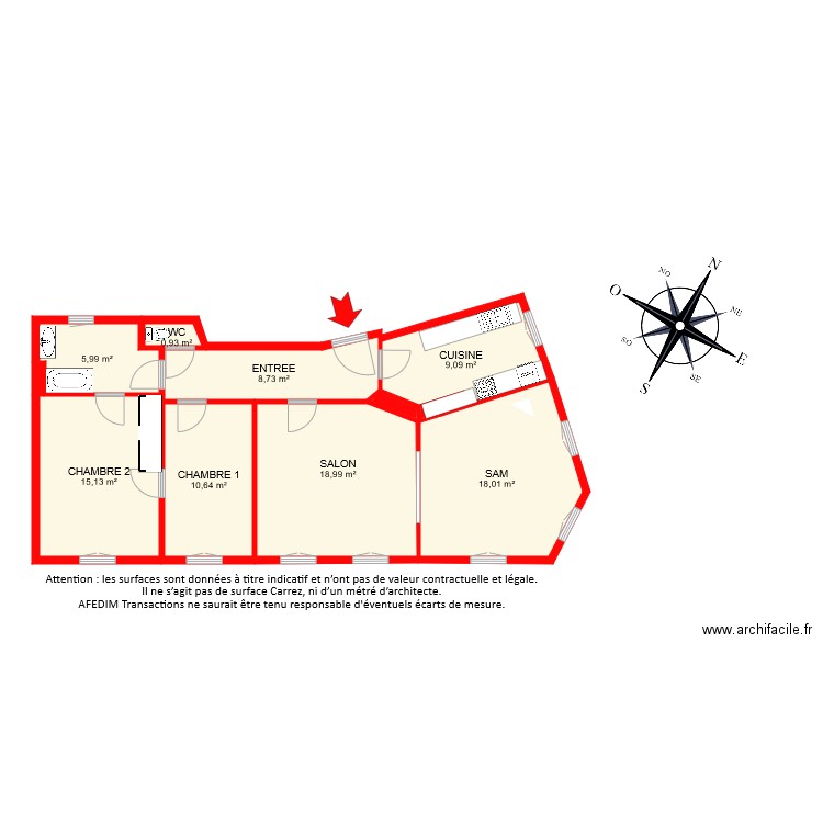 BI7648 EF. Plan de 11 pièces et 88 m2