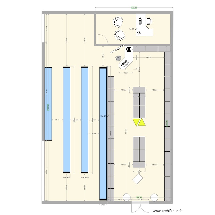 Nord Agri Busigny. Plan de 2 pièces et 149 m2