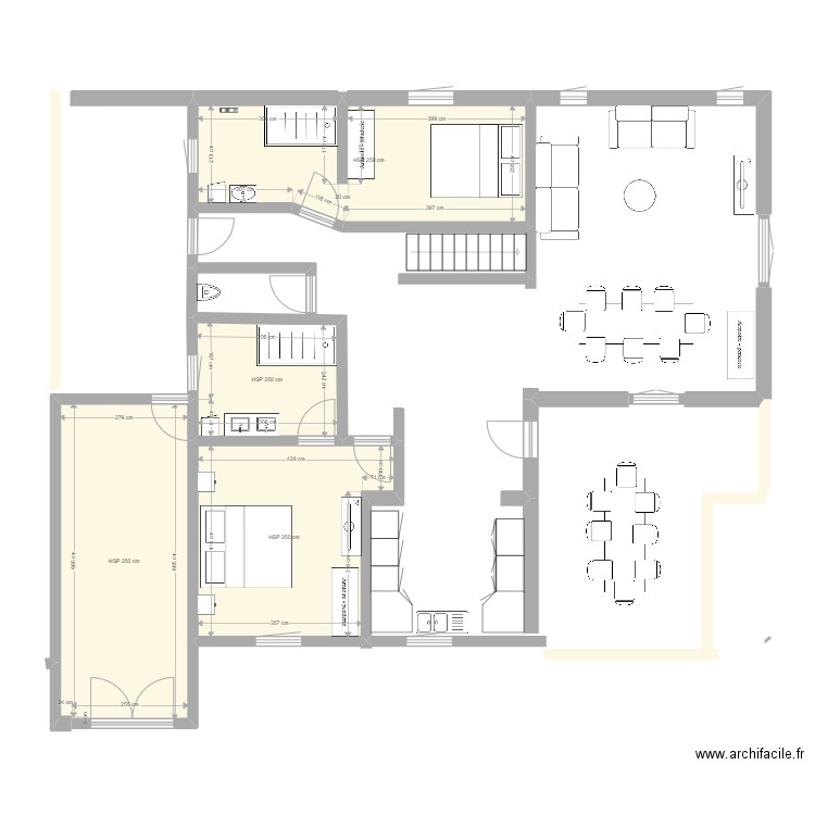 espagne rez. Plan de 4 pièces et 59 m2