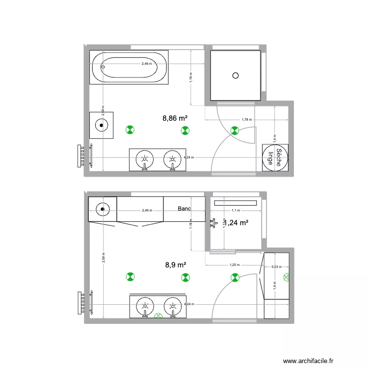 Haller. Plan de 4  et 20 m²