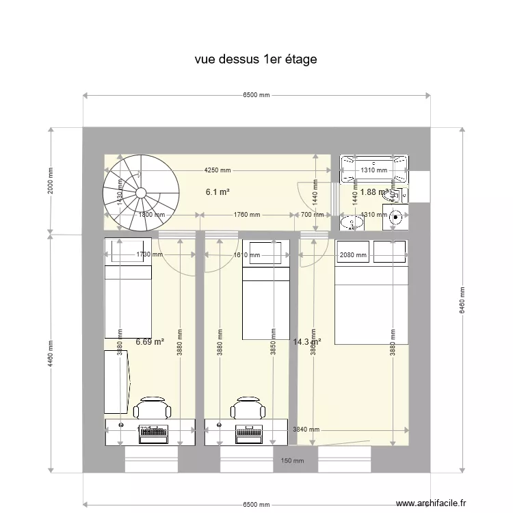 Vue dessus 1er &eacute;tage. Plan de 