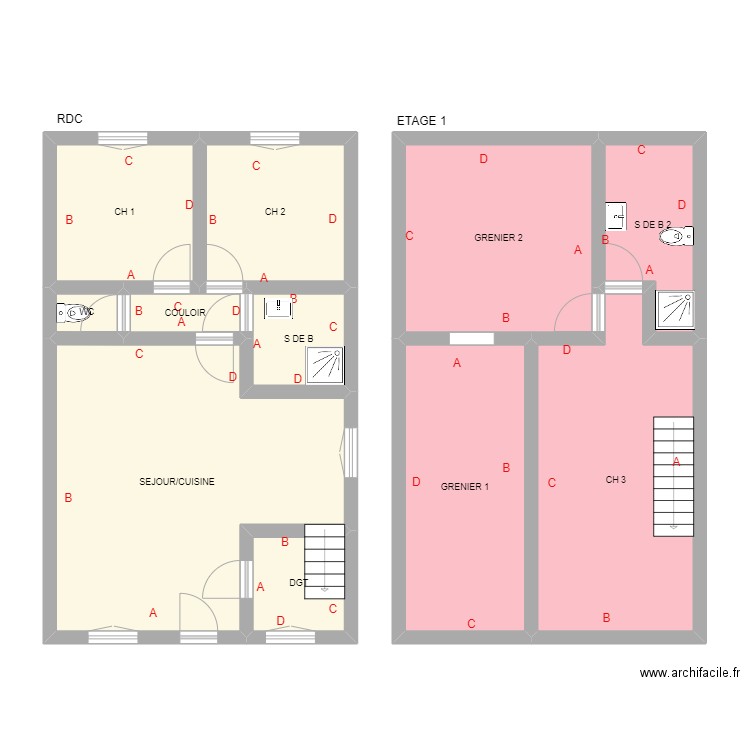 ROUX AMIANTE. Plan de 11 pièces et 104 m2