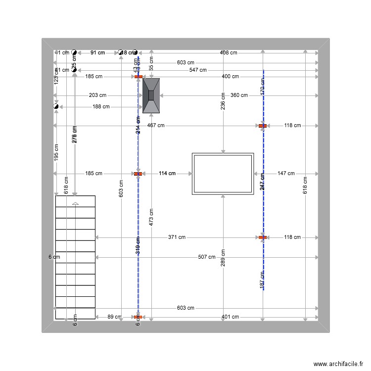 План структуры чердака. Plan de 1 pièce et 37 m2