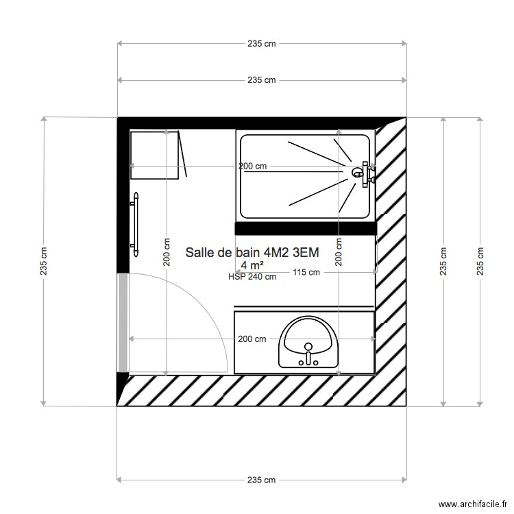 salle de bain 4M2 3em. Plan de 0 pièce et 0 m2