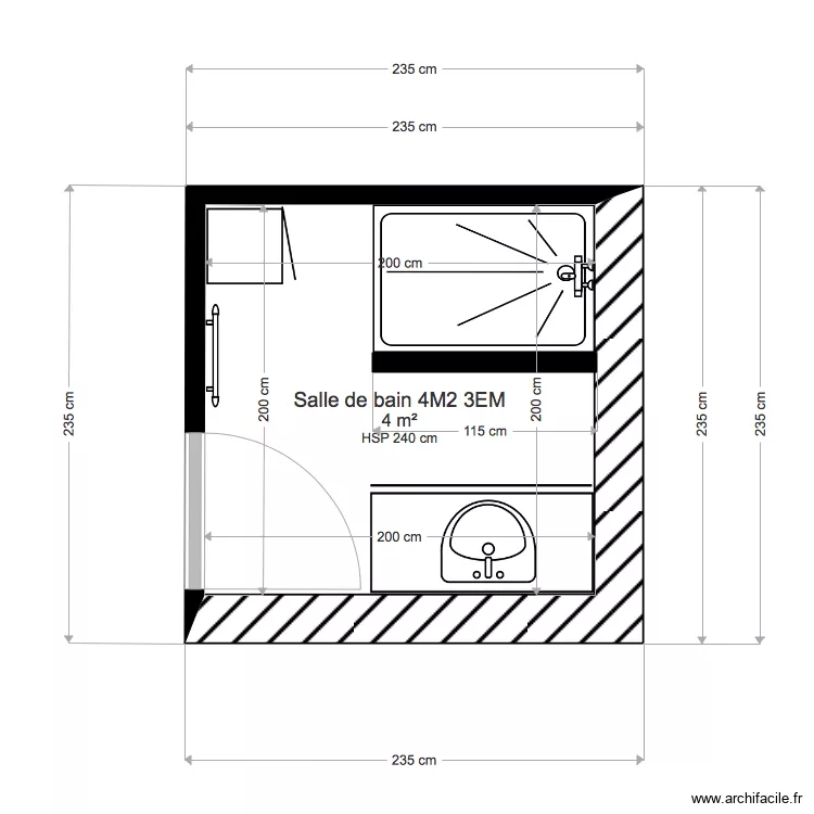salle de bain 4M2 3em. Plan de 