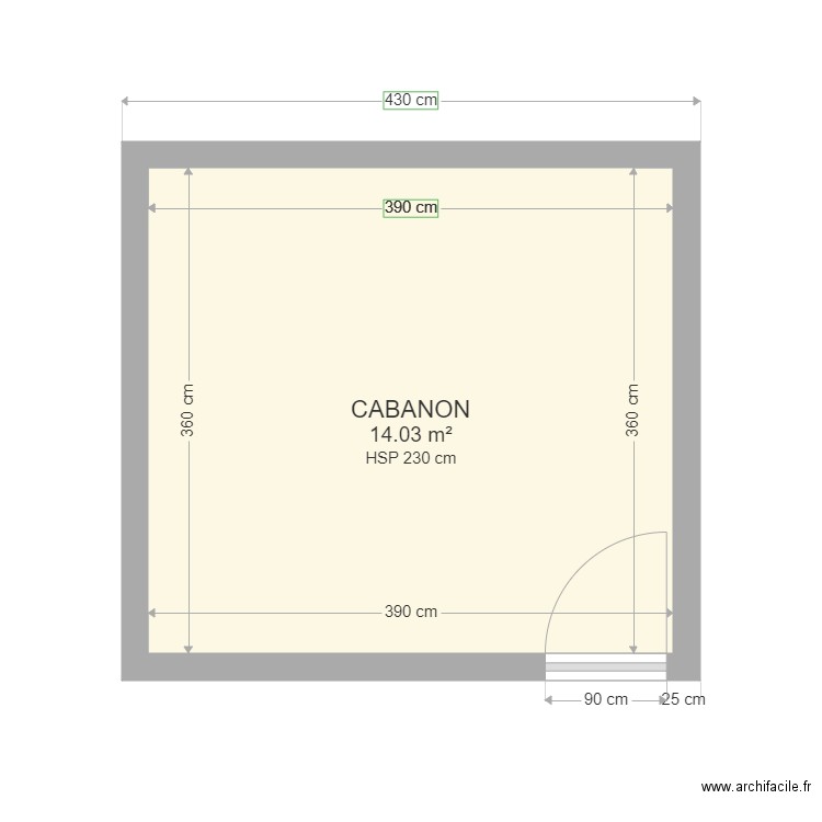 CABANON CAROLE. Plan de 1 pièce et 14 m2