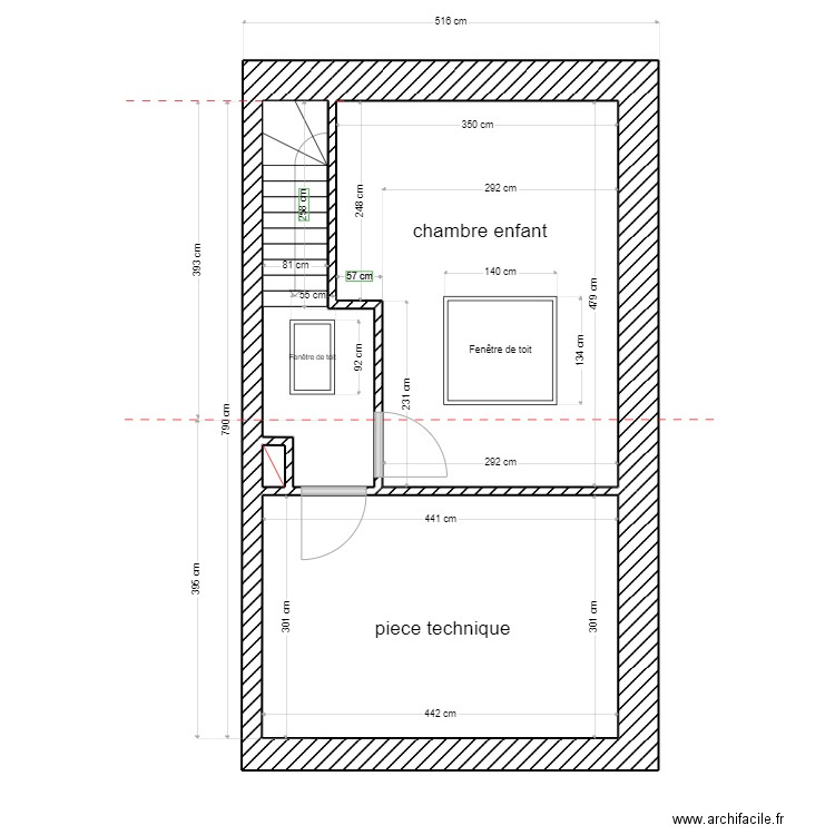 futur ouvertures comble humblet. Plan de 4 pièces et 34 m2