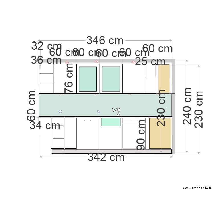 cuisine élévation  évier. Plan de 0 pièce et 0 m2