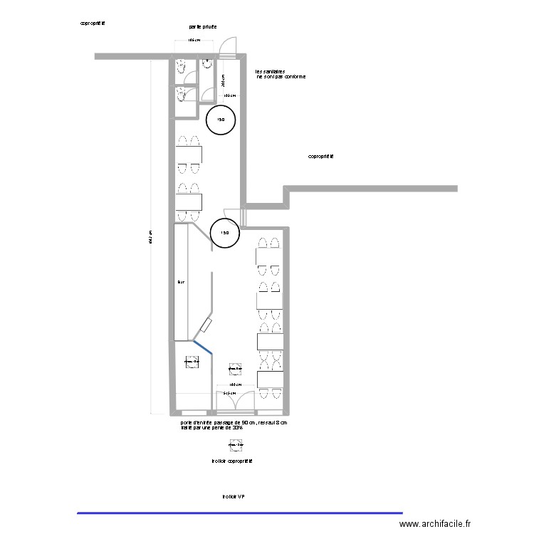 reze bar jeux. Plan de 4 pièces et 69 m2