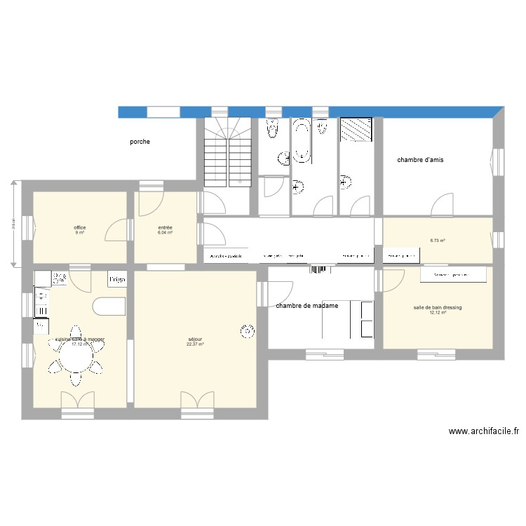 plan maison martine Berenger modif couloir. Plan de 0 pièce et 0 m2