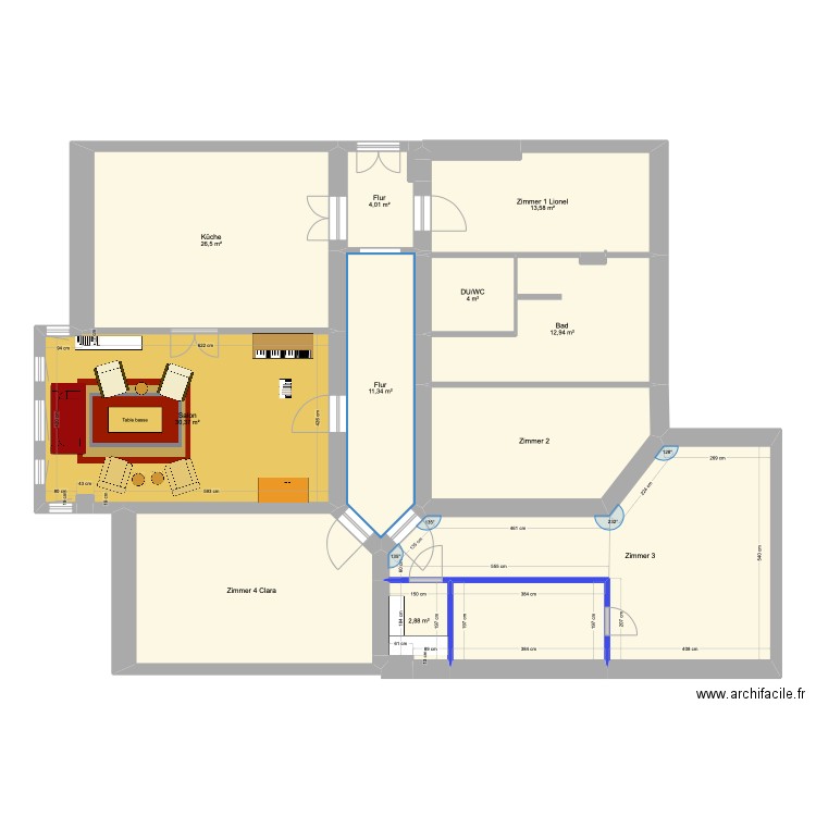 JOA9. Plan de 2 pièces et 4 m2