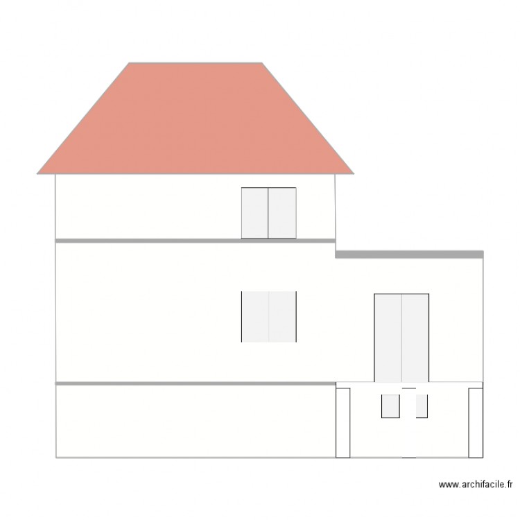 Façade côté terrasse. Plan de 0 pièce et 0 m2