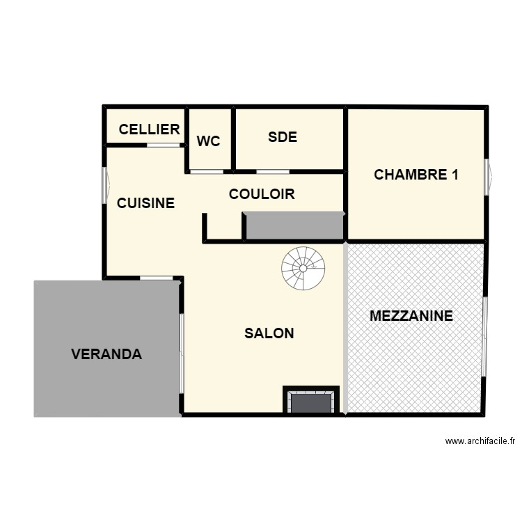 COURCELLE RH. Plan de 8 pièces et 92 m2