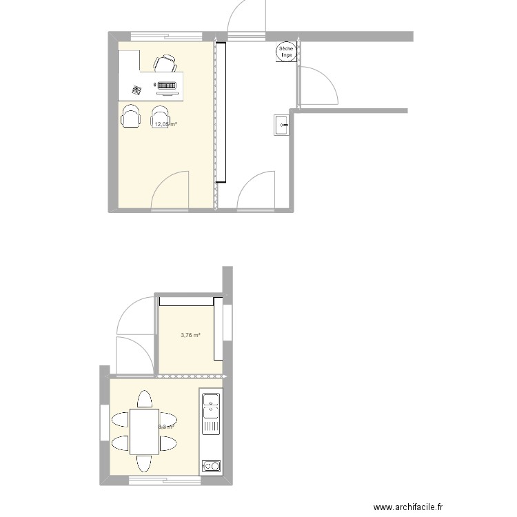 LA PATOUILLE. Plan de 3 pièces et 24 m2