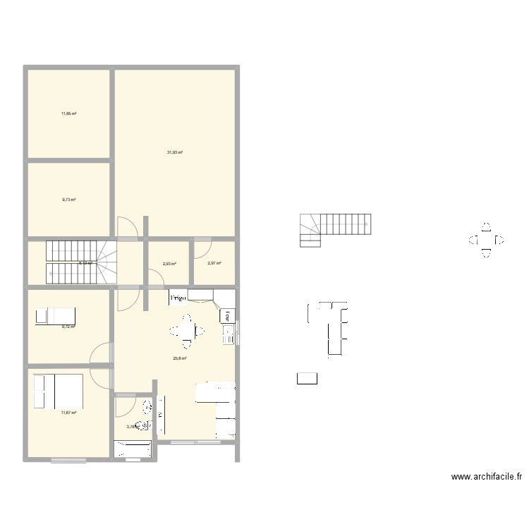 Apt Peguy. Plan de 10 pièces et 118 m2