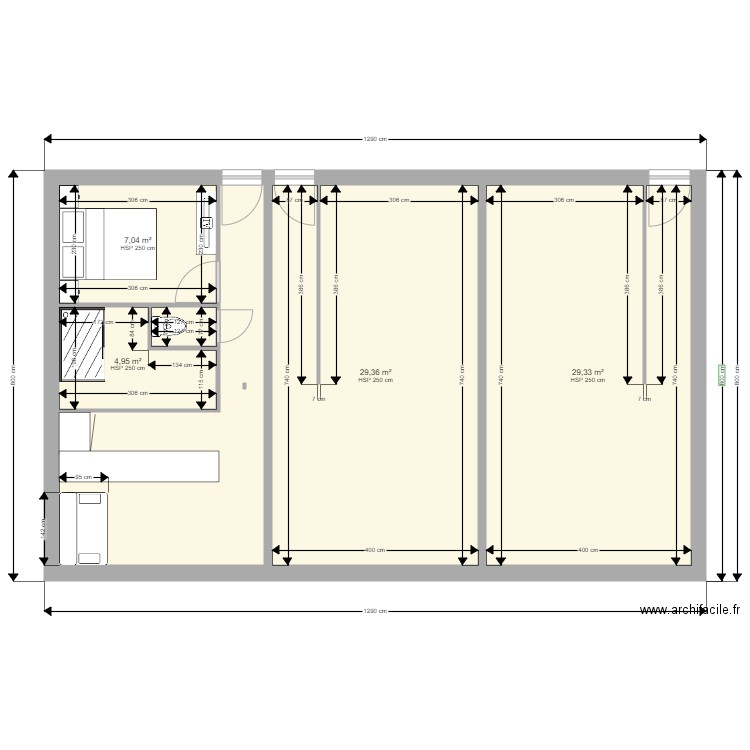 logement. Plan de 6 pièces et 87 m2