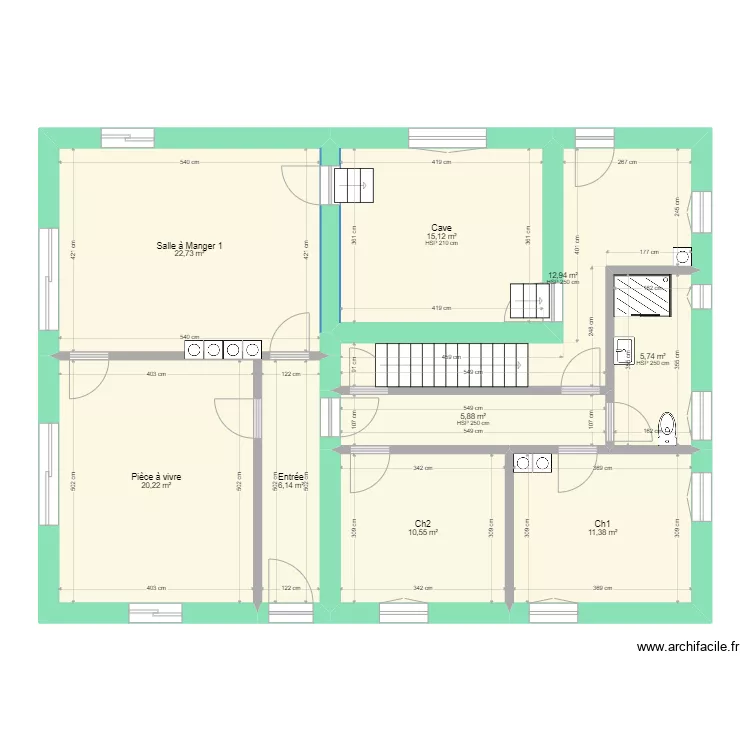 Caro  RdC transform&eacute; si airbnb au dessus. Plan de 