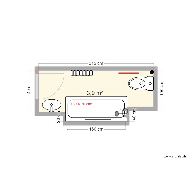 ROTTIER plan projeté. Plan de 1 pièce et 4 m2