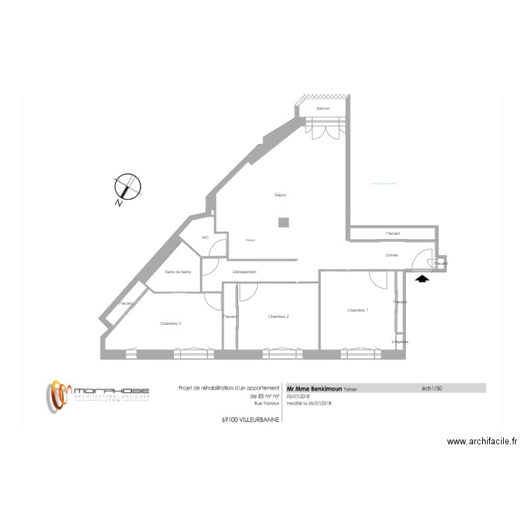 BENKIMOUN plans. Plan de 19 pièces et 90 m2